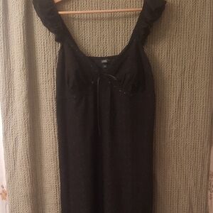 Black Sleeveless Dress with Ruffle Straps